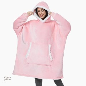 Poncho plaid rose moelleux pour une chaleur confortable