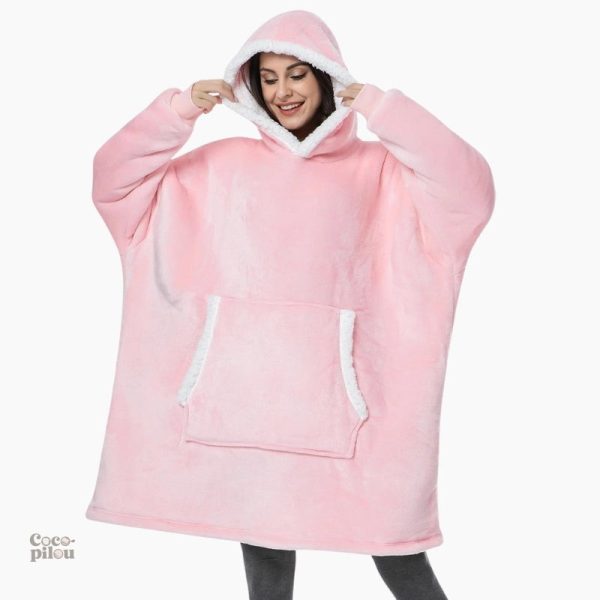 Poncho plaid rose moelleux pour une chaleur confortable