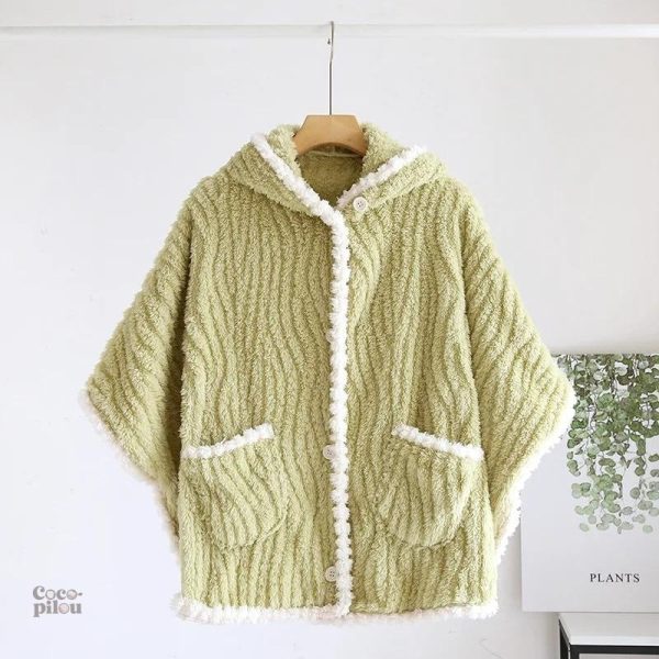 Poncho pyjama femme en pilou pilou doux