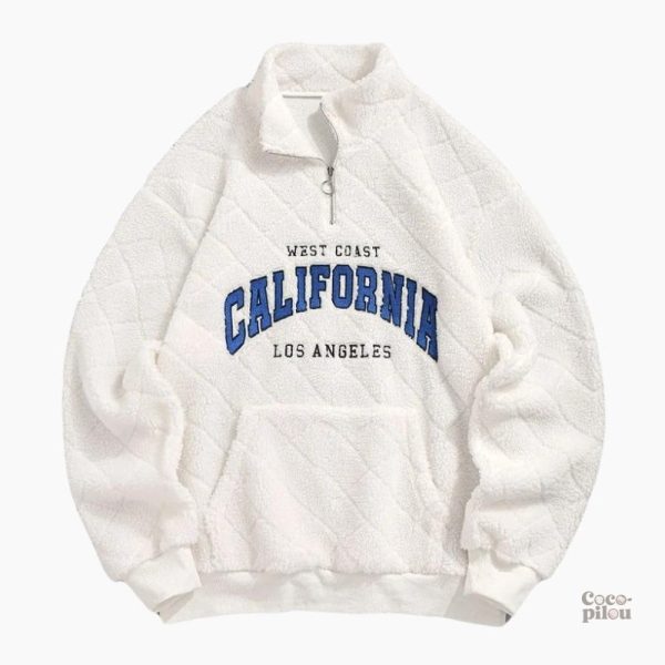 Pull blanc duveteux pour femme, style pilou pilou