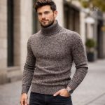 Pull col roulé chaud pour homme en pilou pilou