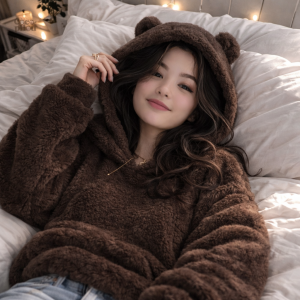 Pull pilou pilou femme doux avec motif lapin