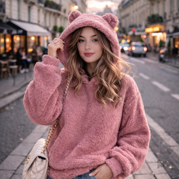 Pull doux et confortable pour femme, style pilou pilou
