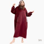 Pull plaid long rouge bordeaux confortable pour un style chaleureux