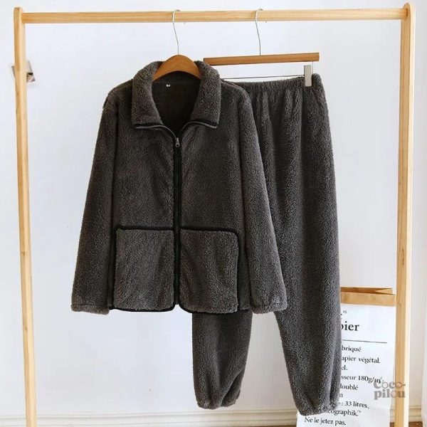 Vêtement d'hiver pour homme, pyjama chaud en tissu Pilou Pilou
