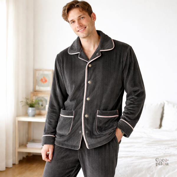 Vêtement d'intérieur homme, pyjama polaire hiver idéal