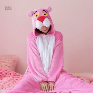 Pyjama Doux Léopard Rose pour Femme