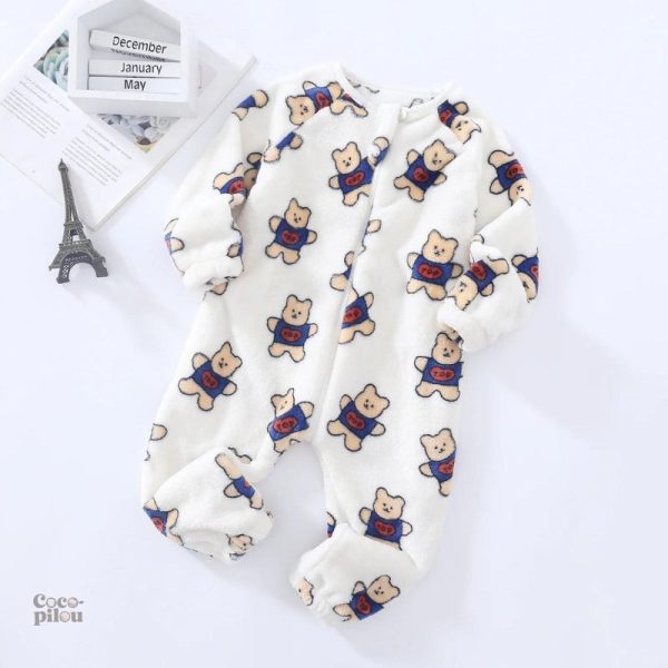 pyjama-ours-bebe-1 Pyjama bébé en pilou pilou avec motif ours doux