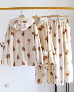 Pyjama Pilou Pilou femme en tissu doux, ambiance animale et chaleureuse