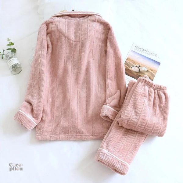 Pyjama pilou pilou femme en matière polaire chaleureuse