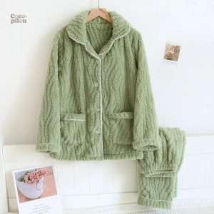 Pyjama vert Pilou Pilou femme confortable et chaleureux