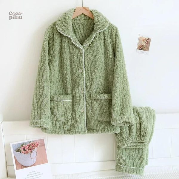 Pyjama vert Pilou Pilou femme confortable et chaleureux