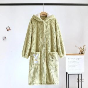 Robe de chambre pilou pilou femme à capuche confortable