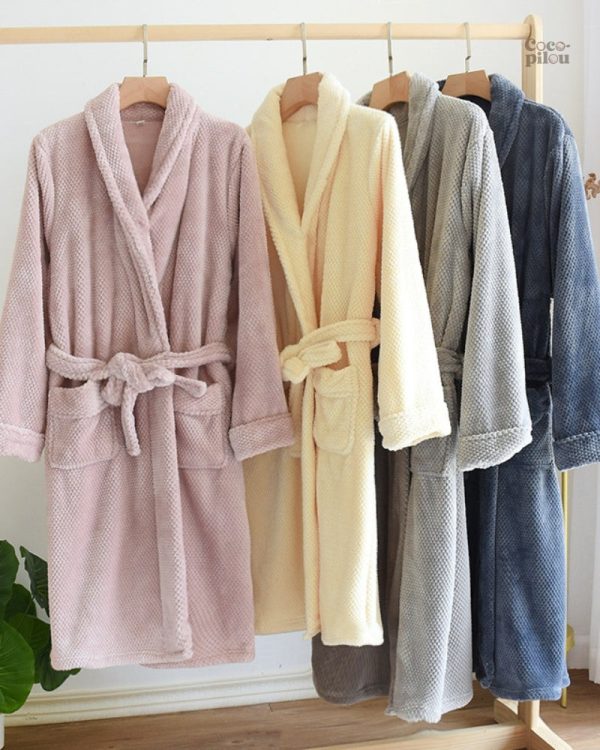 Robe de chambre homme douce et chaleureuse en pilou