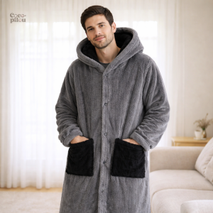 Robe de chambre longue pour homme en pilou