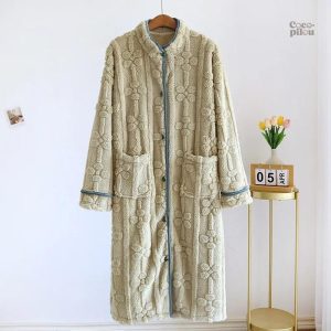 Robe de chambre moumoute femme, douce et confortable