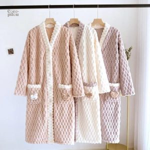 Robe de chambre Pilou Pilou femme en matière peluche chaude