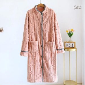 Robe de chambre polaire longue femme en pilou pilou