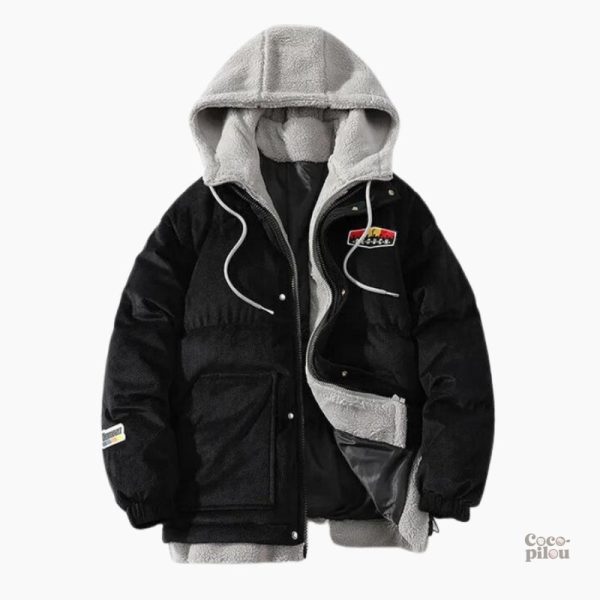 Veste capuche homme en pilou pilou avec fourrure