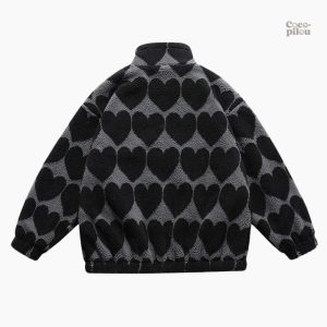Veste douce et confortable pour femme, style cœur