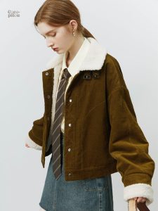 Veste femme avec col en mouton doux