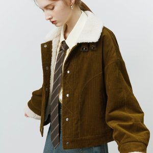Veste femme avec col en mouton doux