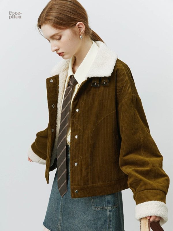 Veste femme avec col en mouton doux