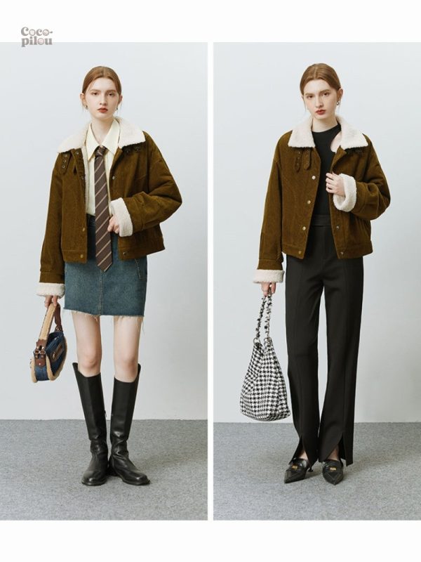 Veste col mouton, style raffiné et chaud