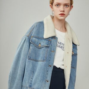Veste en jean confortable avec doublure en molleton