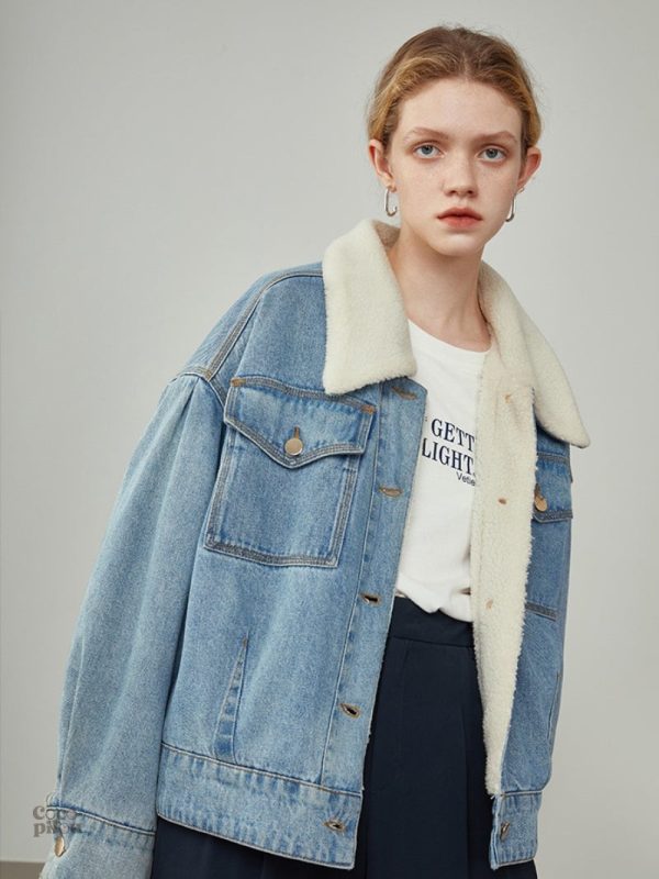 Veste en jean confortable avec doublure en molleton