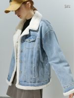 Veste denim à col mouton pour homme