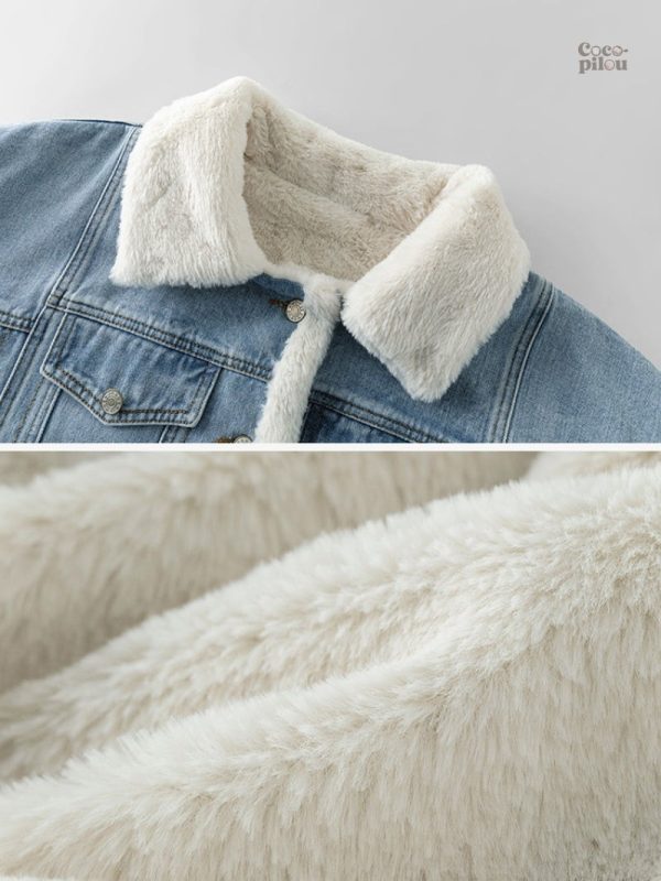 Veste jean col mouton, look tendance