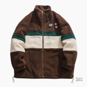 Veste marron moumoute femme, style Pilou Pilou