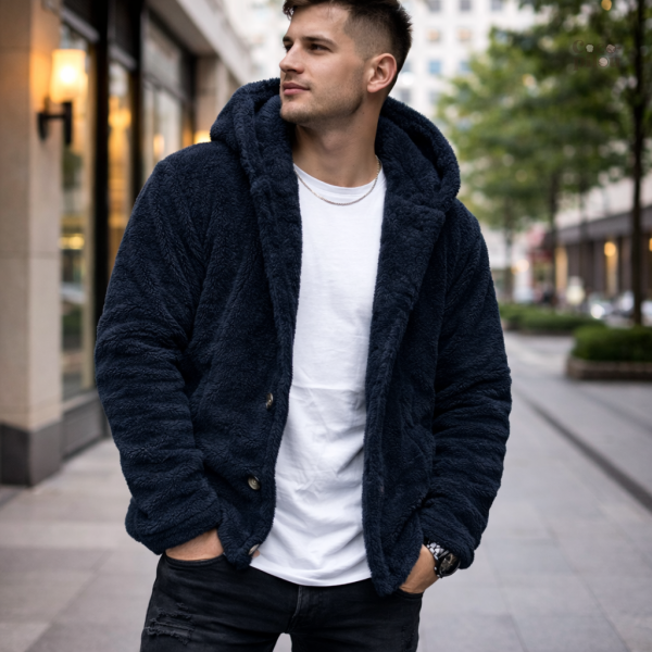 Veste chaude pour homme, style pilou pilou à capuche