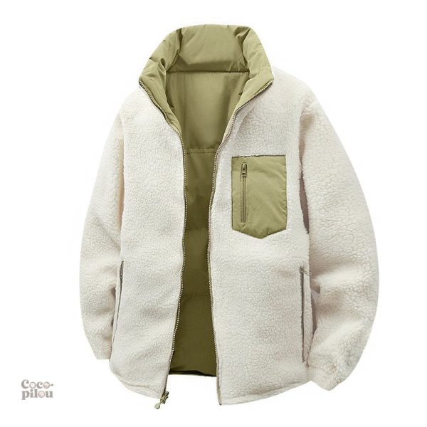 Veste réversible homme, matière pilou pilou pour un look décontracté