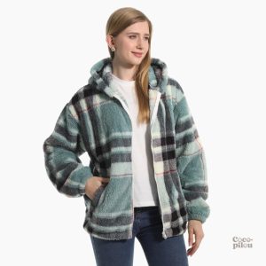 Veste Pilou Pilou verte à carreaux pour femme