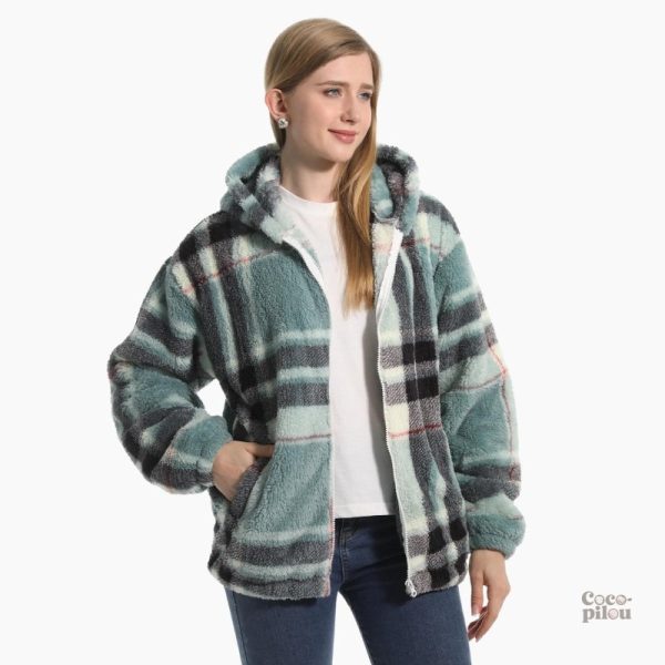 Veste Pilou Pilou verte à carreaux pour femme