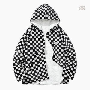 Veste polaire confortable en motif carreaux pour homme