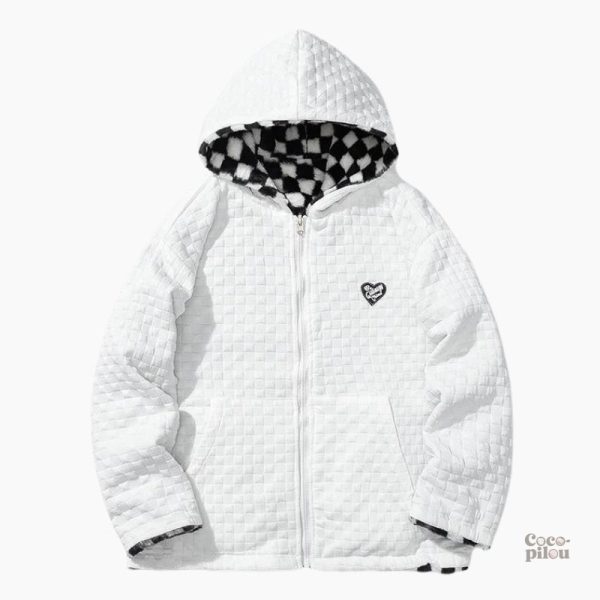 Veste homme en polaire à motif carreaux tendance