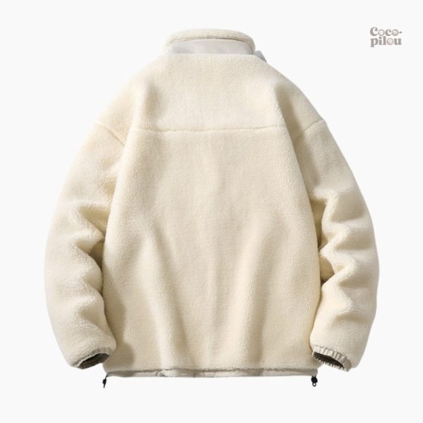 Veste homme en sherpa beige, idéale pour une tenue décontractée